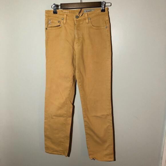 Adriano Goldschmied womens 27 high rise straight crop Isabelle yellow jeans - Picture 1 of 14
